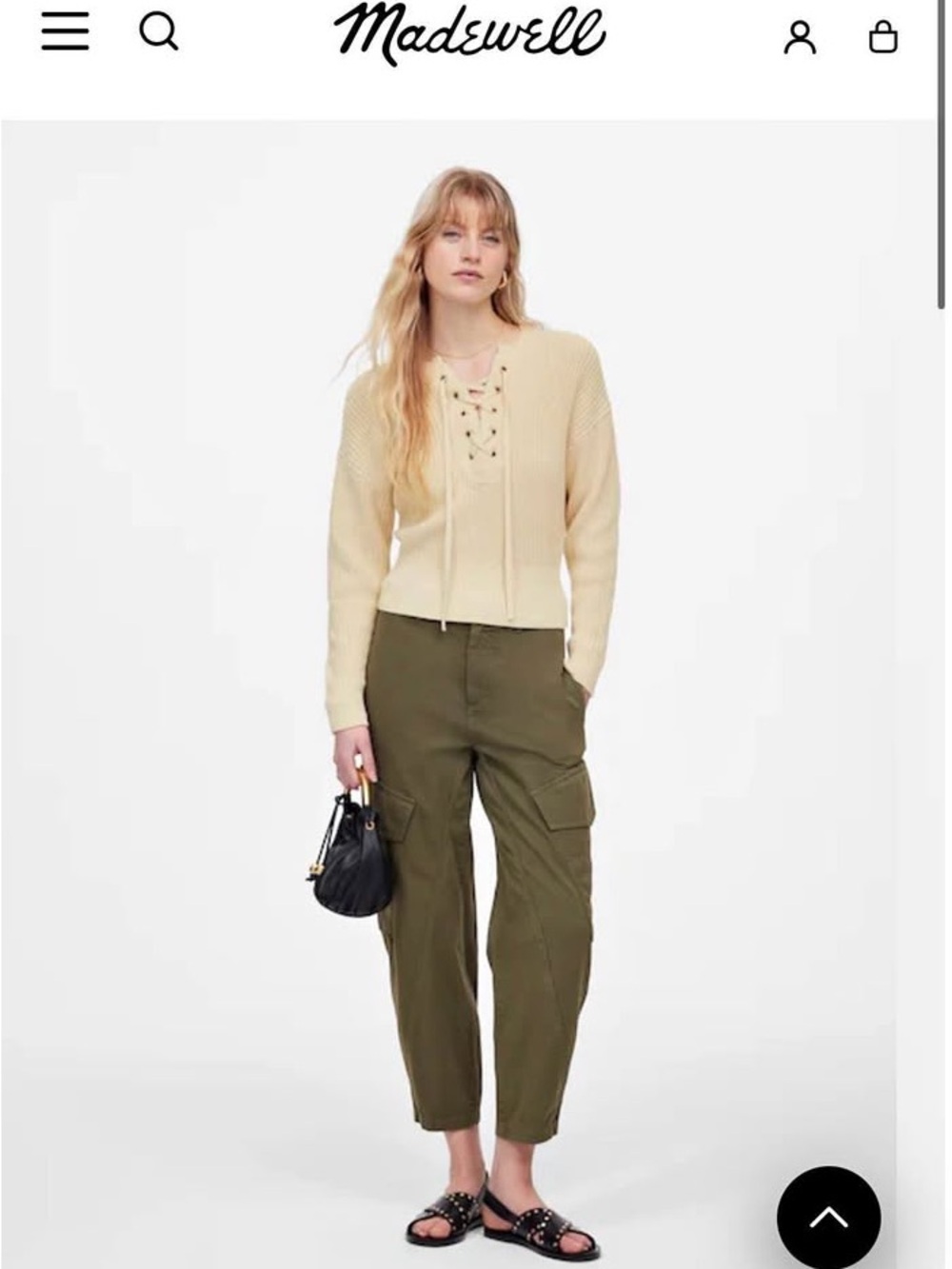 Madewell Lace-Up Ribbed Sweater in Soft Cream